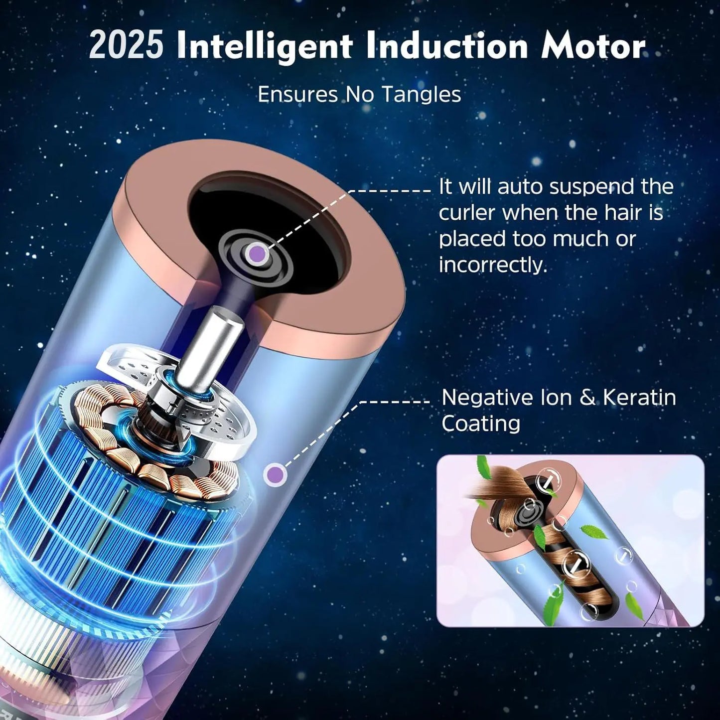 Automatic Cordless Hair Curler with LCD Display, Adjustable Timer and Temperature, 2-In-1 USB Rechargeable Portable Ceramic Curler, Fast Heating, Auto Rotating Curler, Automatic Curling Iron, Rechargeable Heated Curler