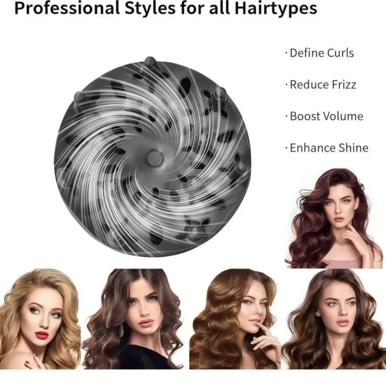 Reusable Wavy Air Nozzle, Professional Hair Dryer Integrates Air Nozzle and Diffuser - Specially Designed for Curly Hair and Natural Hairstyles, an Essential Tool for Daily Family Styling and Salons, to Easily Create Wavy Curly Hair