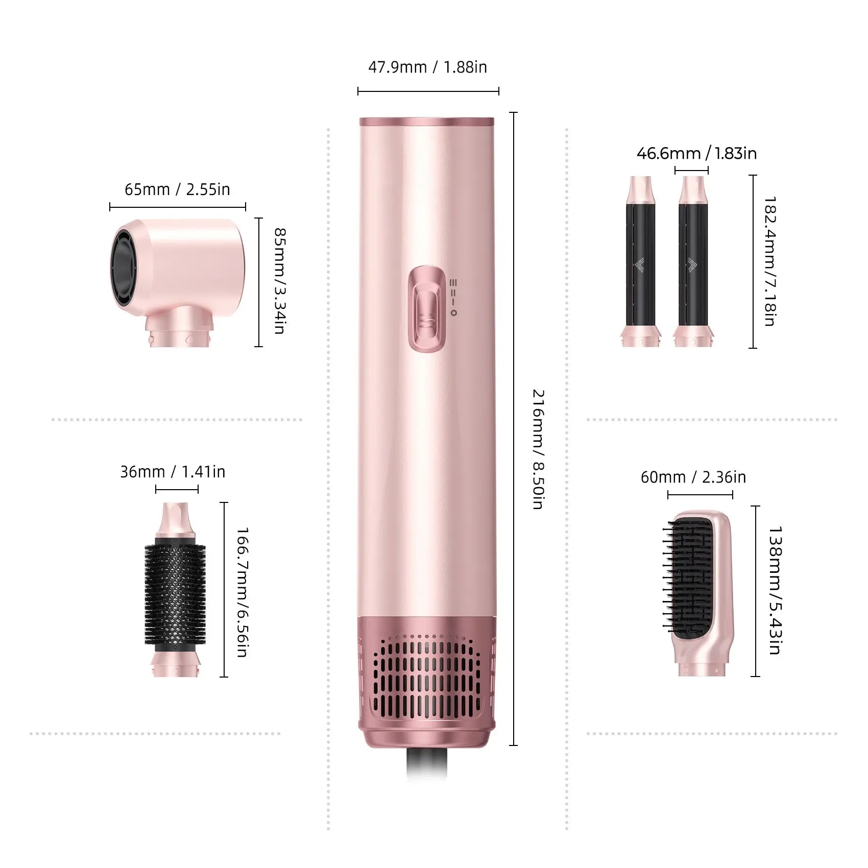 Hair Dryer Brush 5 in 1, Hair Drier Brush, Blow Dryer Brush Set Hot Air Brush Blowout Thermal Brush for Straight/Curl/Drying Air Styler Curling Iron Hair Styling Tools Hair Dryer, Hair Blower Brush