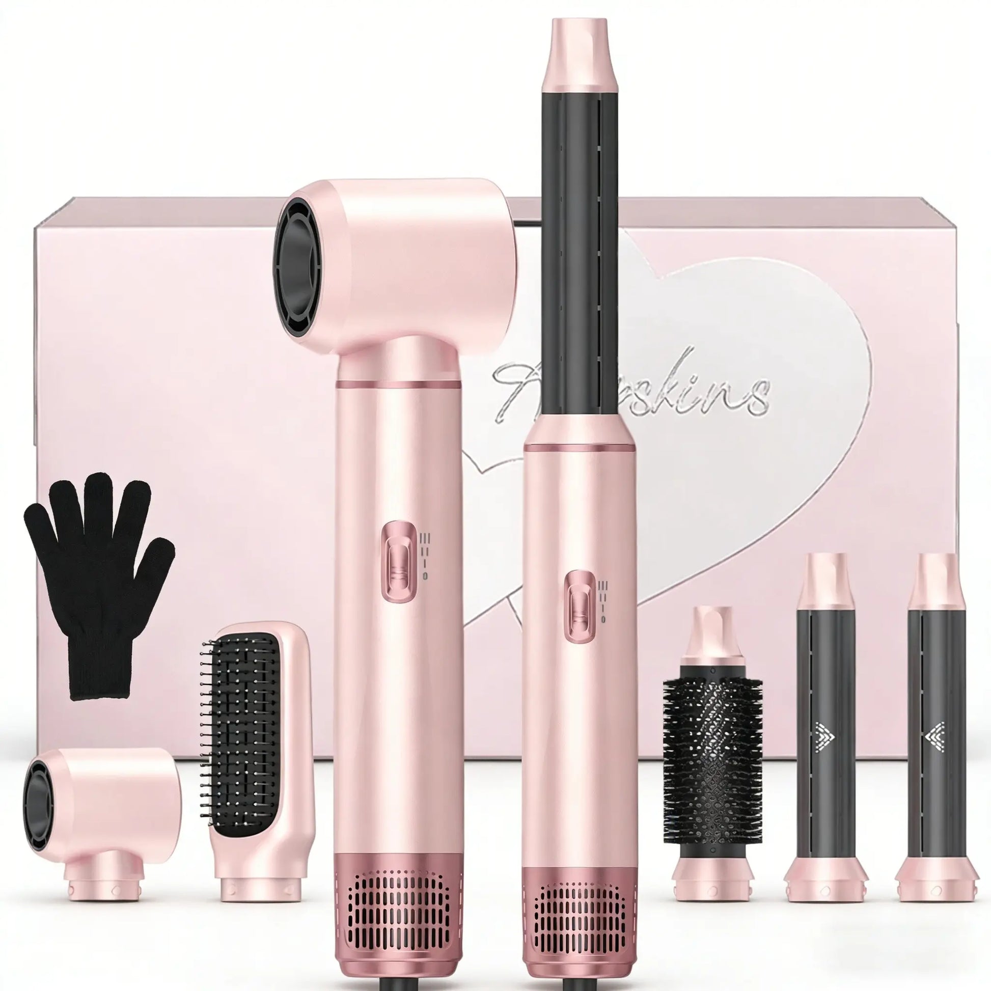 Hair Dryer Brush 5 in 1, Hair Drier Brush, Blow Dryer Brush Set Hot Air Brush Blowout Thermal Brush for Straight/Curl/Drying Air Styler Curling Iron Hair Styling Tools Hair Dryer, Hair Blower Brush