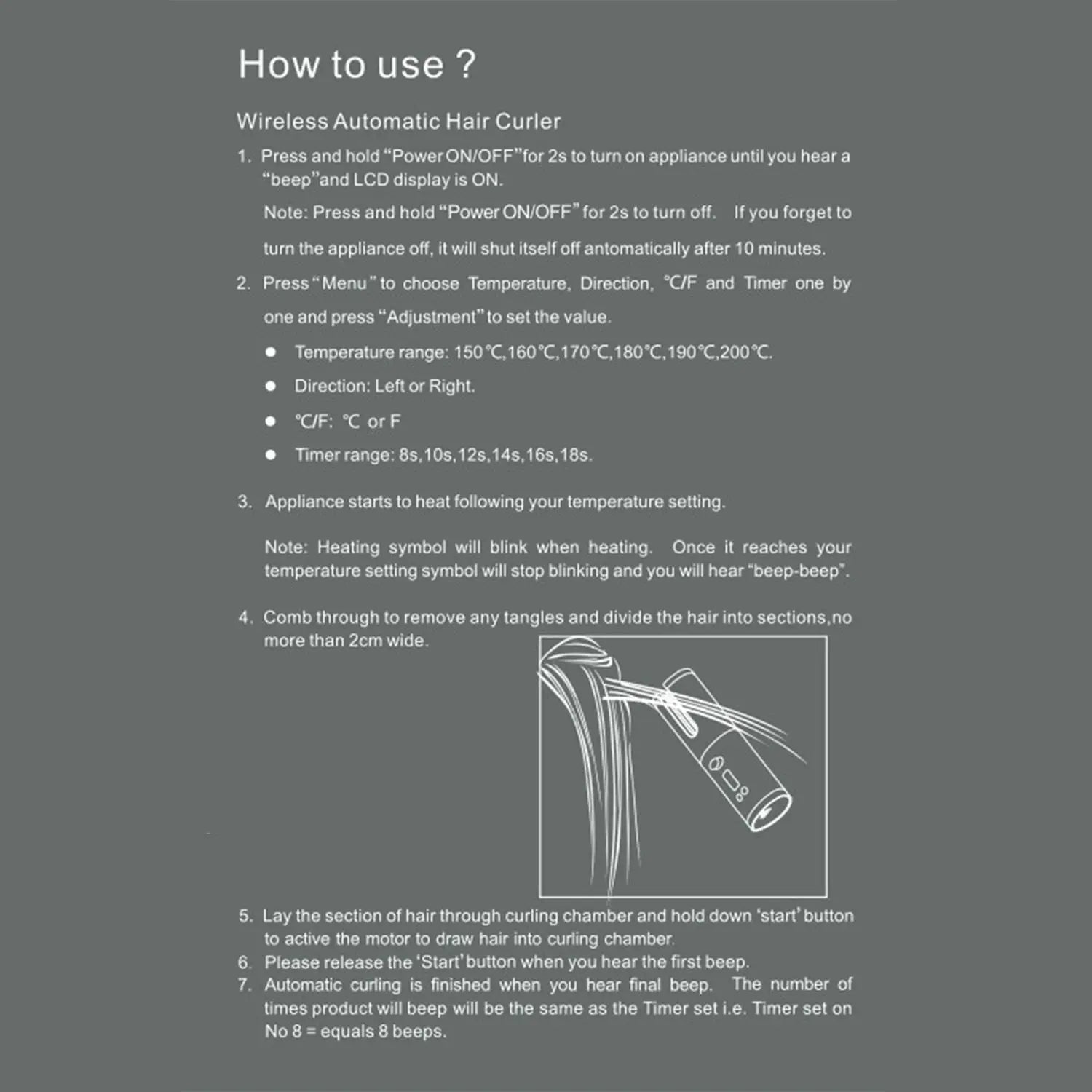Automatic Cordless Hair Curler with LCD Display, Adjustable Timer and Temperature, 2-In-1 USB Rechargeable Portable Ceramic Curler, Fast Heating, Auto Rotating Curler, Automatic Curling Iron, Rechargeable Heated Curler