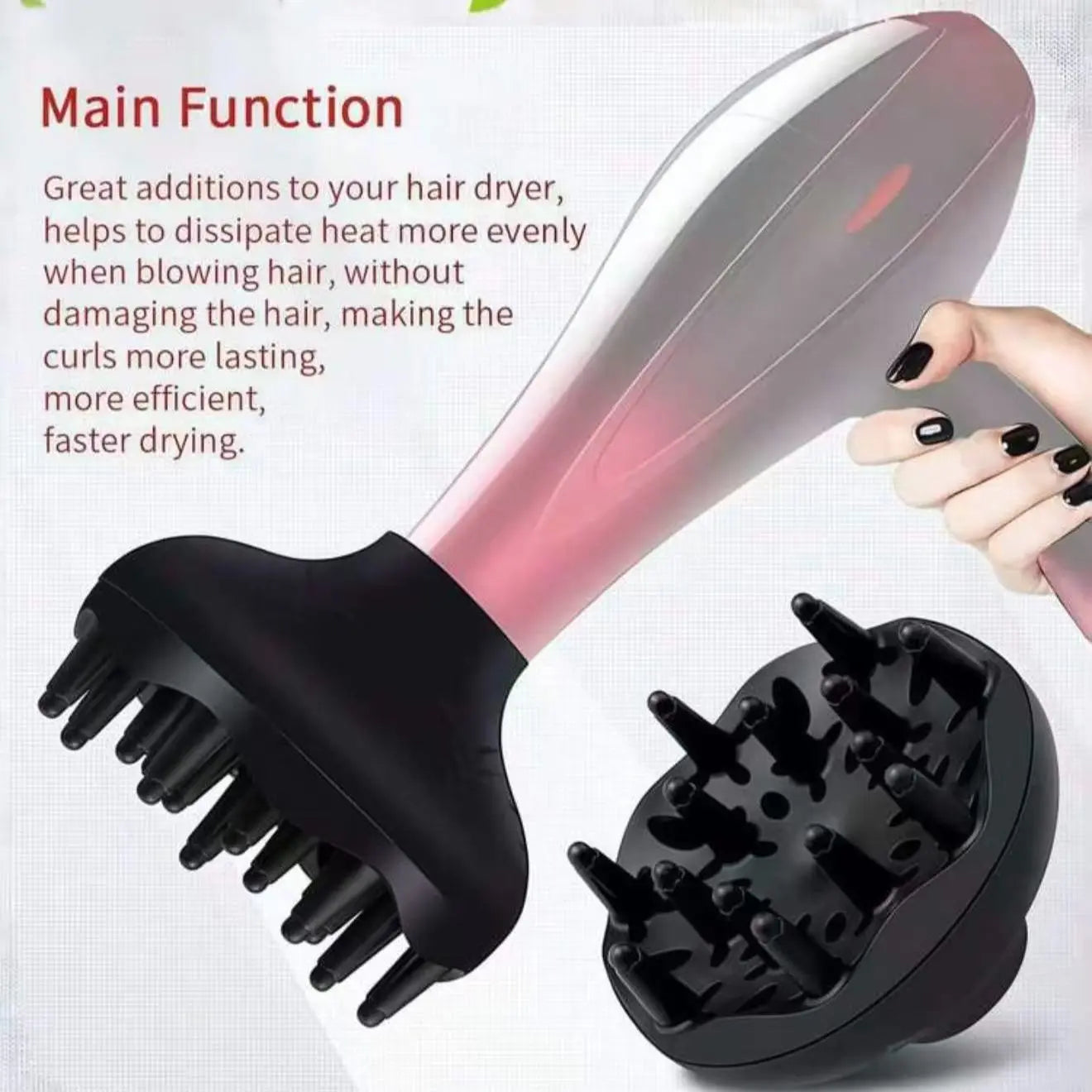 Reusable Wavy Air Nozzle, Professional Hair Dryer Integrates Air Nozzle and Diffuser - Specially Designed for Curly Hair and Natural Hairstyles, an Essential Tool for Daily Family Styling and Salons, to Easily Create Wavy Curly Hair