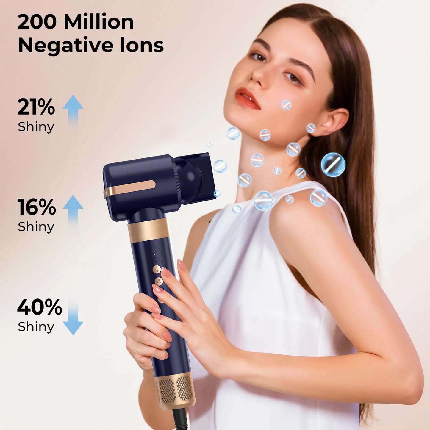 7 In 1 Hair Dryer Brush Brushless High Speed Hair Dryer with Diffuser Ionic Blow Dryer Hot Air Styling Comb Auto Hair Curler